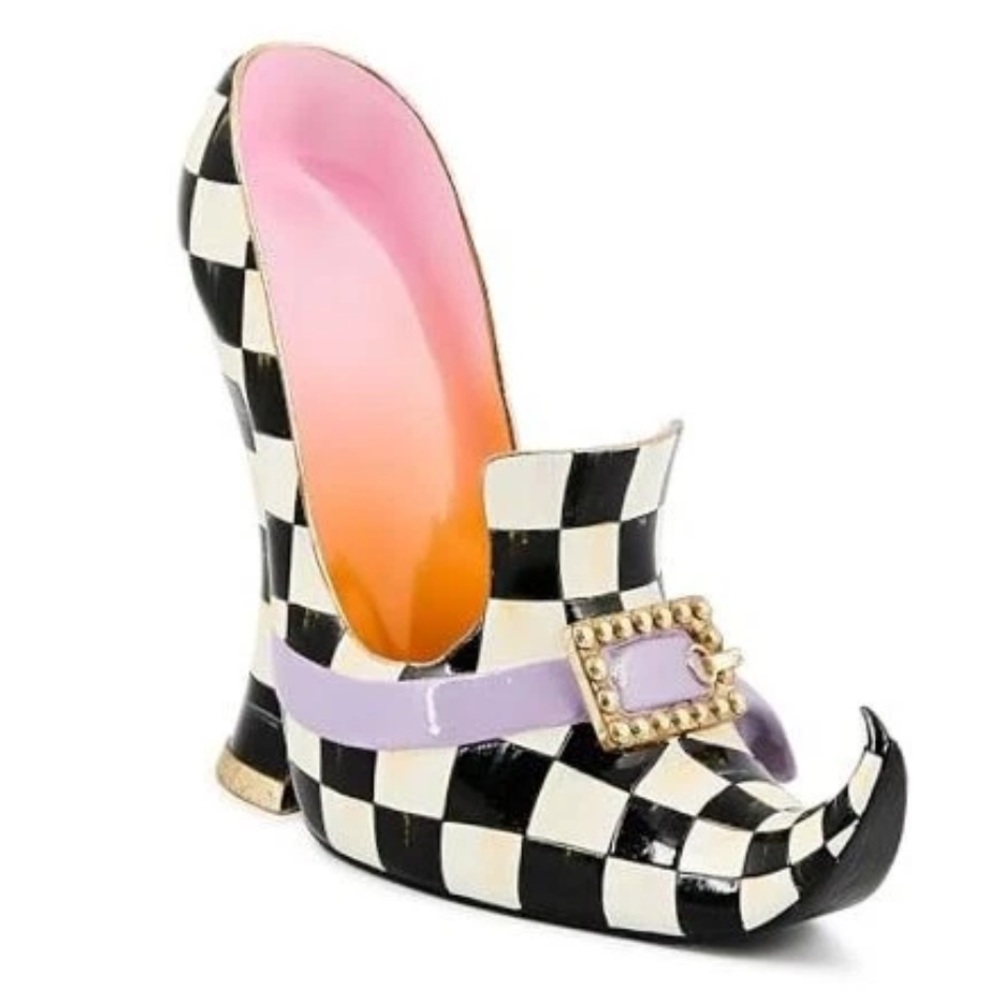Mackenzie-Childs TRICK OR TREAT WITCH'S SHOE Courtly Check. New in Box!